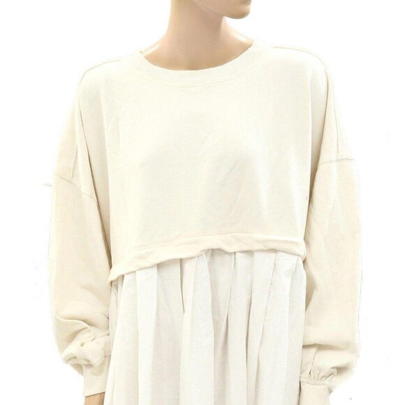 Free People Eleanor Sweatshirt Tunic Dress Oversized Cotton Solid XS NEW - Picture 10 of 10